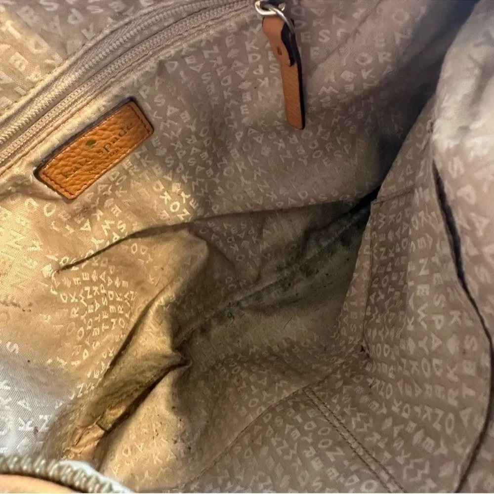 Vintage Kate Spade Tan Pebbled Leather Crossbody Bag